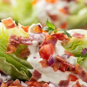 Iceberg Wedge Salad With Bacon, Cherry Tomatoes, Red Onion And D